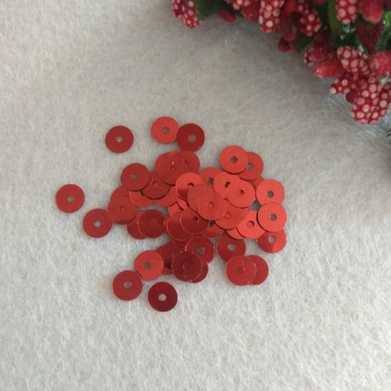 Пайетки плоские 6 мм, цв. красный, цена за 10 гр